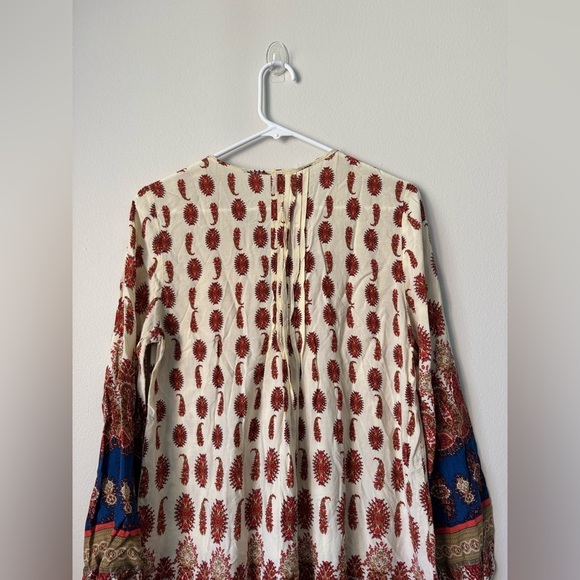 PPLA Boho Festive Dress Women's Cream Red Vintage Retro Size M - Picture 6 of 8